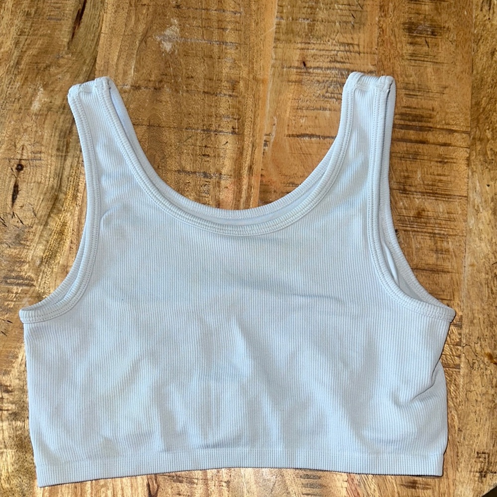 Light Blue Ribbed Crop Top/Bra